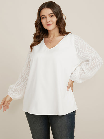 Solid V Neck Lantern Sleeve Knotted Front Blouse – BloomChic