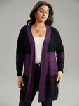 Colorblock Heather Open Front Tunic Cardigan