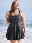 Polka Dot Sculpt Waist A Line Swim Dress