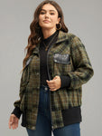 Plaid Flap Pocket Zipper Fly Jacket