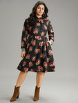 Elasticized Waistline Floral Print Pocketed Dress