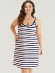 Colour Striped Contrast Trim Pocket Cami Sleep Dress