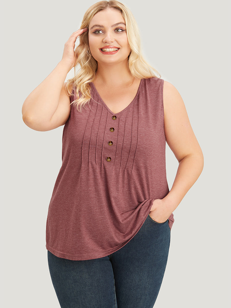 

Plus Size Women Dailywear Plain Sleeveless Sleeveless V Neck Casual Tank Tops Camis BloomChic, Russet