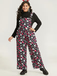 General Print Pocketed Gathered Jumpsuit