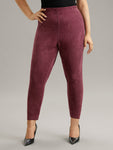 Solid Elastic Waist Texture Very Stretchy Leggings