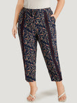 Ditsy Floral Pocket Elastic Waist Ties Patchwork Pants