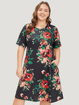 Pocketed Floral Print Dress by Bloomchic Limited