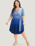 Belted Pocketed Gathered Dress