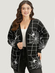 Halloween Supersoft Essentials Spider Web Print Open Front Cardigan