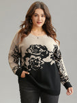 Supersoft Essentials Rose Jacquard Contrast Pullover