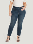 Solid High Rise Pocket Dark Wash Jeans