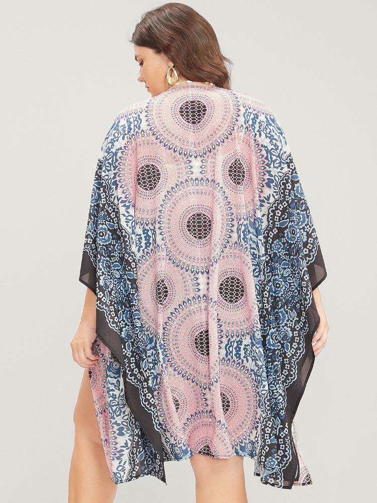 

Bandana Print Dolman Sleeve Open Front Kimono BloomChic, Multicolor