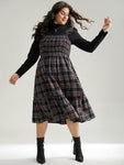 Shirred Plaid Print Spaghetti Strap Ruffle Trim Dress