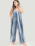 Tie Dye Print Spaghetti Strap Pocketed Jumpsuit