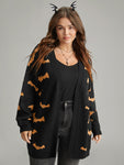 Halloween Bat Graphic Open Front Cardigan