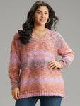 Ombre Heather V Neck Pullover
