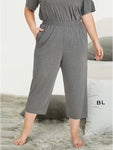 Solid Pocket Elastic Waist Sleep Pants