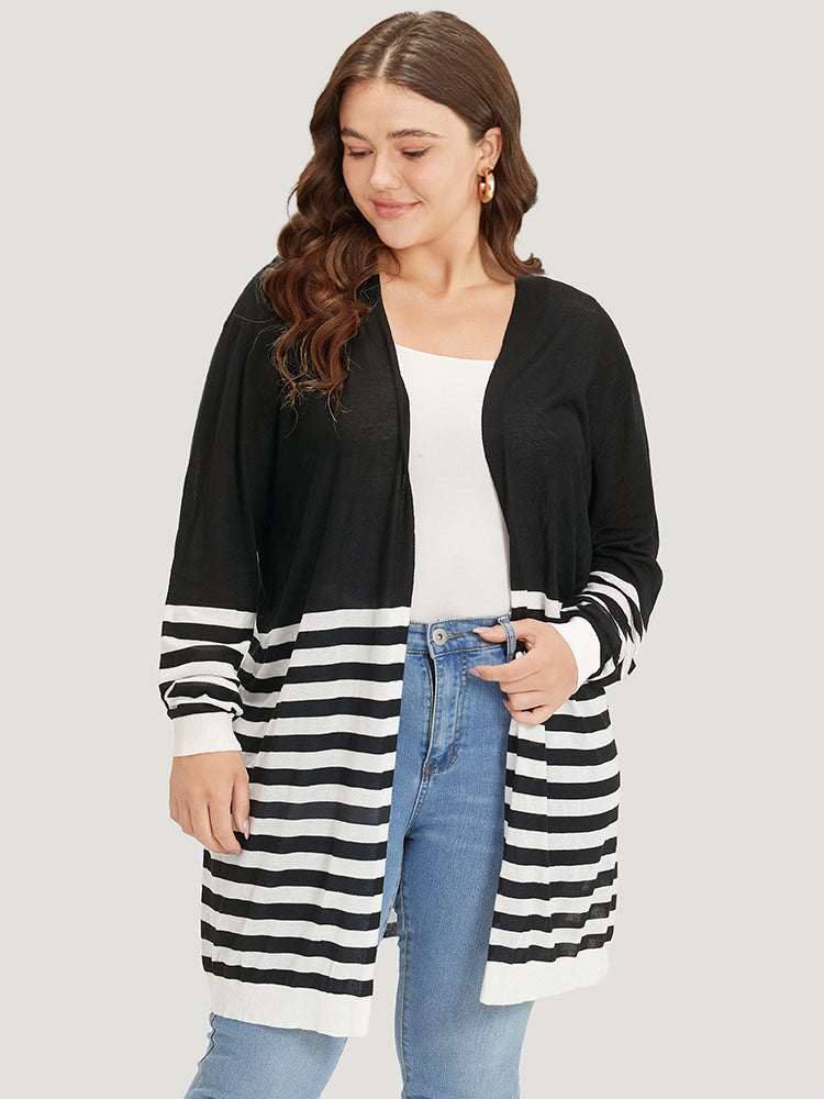 

Supersoft Essentials Striped Open Front Cardigan BloomChic, Black