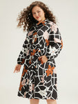 Geometric Print Pocketed Dress