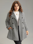 Houndstooth Double Breasted Belted Coat
