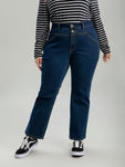 Double Button Straight Leg Ark Wash Jeans