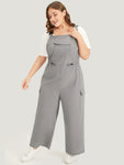 Solid Flap Pocket Drawstring Side Overall Jumpsuit