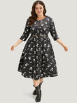 Pocketed General Print Dress