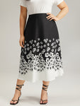 Ombre Boho Print Pocket Elastic Waist Skirt