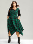 Plaid Print Asymmetric Dress