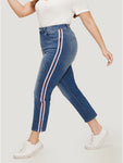 Very Stretchy Medium Wash Contrast Striped Jeans