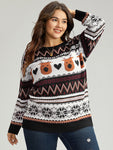 Christmas Geometric Round Neck Pullover