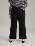 Wide Leg Black Wash Very Stretchy Jeans