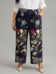 Floral Print Belted Straight Leg Pants