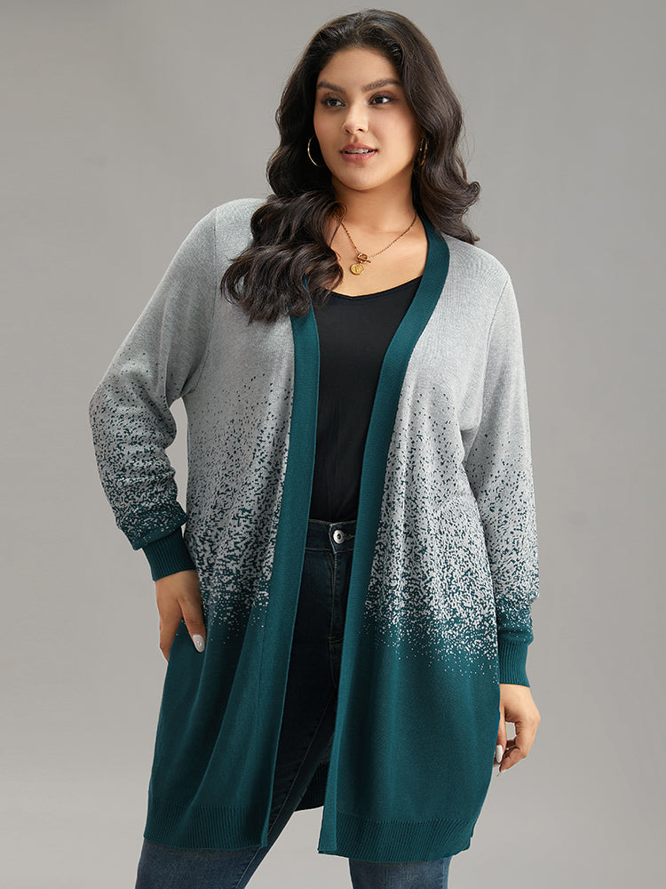 

Plus Size Cardigans | Ombre Heather Contrast Open Front Cardigan | BloomChic, Cyan