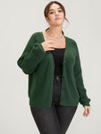 Solid Pointelle Knit Raglan Sleeve Button Front Cardigan