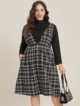 Sleeveless Pocketed Plaid Print Sweater Dress