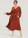 Pocketed Wrap Belted Dress by Bloomchic Limited