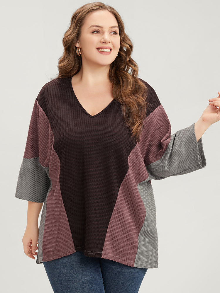 

Plus Size Women Dailywear Colorblock Contrast Dolman Sleeve Three Quater Length Sleeve Round Neck Casual T-shirts BloomChic, Multicolor