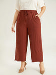 Plain Frayed Hem Pocket Bowknot Pants