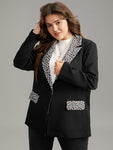 Anti wrinkle Leopard Patchwork Contrast Blazer