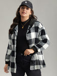 Plaid Button Through Patchwork Hooded Jacket