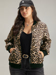 Leopard Patchwork Zipper Pocket Jacket