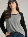 Cotton Contrast Raglan Sleeve T shirt