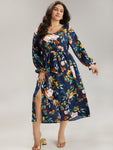 Ruffle Trim Floral Print Dress