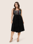 Colored Sequin Velvet Ruffle Hem Tank Dress