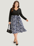 Silhouette Floral Print Belted Button Detail Dress