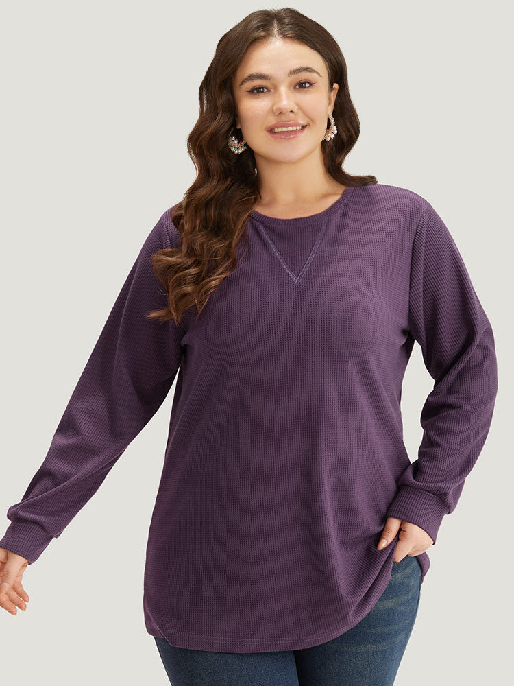 

Plus Size Women Dailywear Plain Elastic cuffs Regular Regular Sleeve Long Sleeve Round Neck Casual Sweatshirts BloomChic, Eggplant