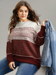 Heather Colorblock Contrast Knit Pullover