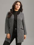 Tweed Patchwork Open Front Pocket Coat