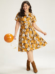 General Print Belted Pocketed Dress by Bloomchic Limited